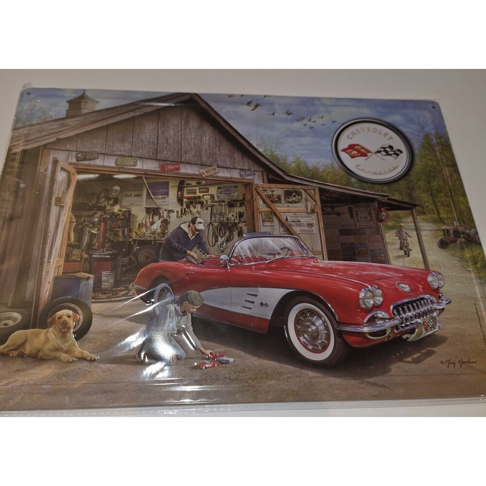 EuroGraphics Out of Storage 1959 Corvette by Greg Girdano 17x12 Metal Sign